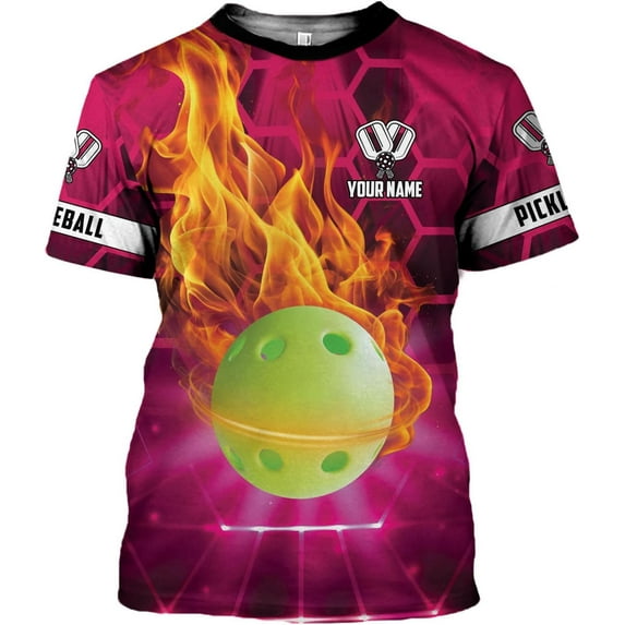 Personalized Pickleball Shirt Funny 3D Polo Pickleball Player Gift for Men and Women Custom Pickleball Shirts Sports Tee (Pink, 5XL)
