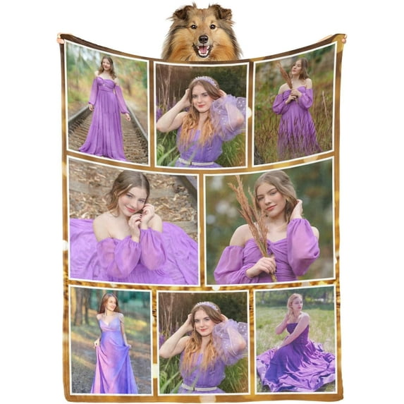 Personalized Picture Blankets with Family is Everything Custom Blanket with Picture for Mom Dad Grandpa Grandma Daughter Son Customized Throw Blankets for Thanksgiving Christmas