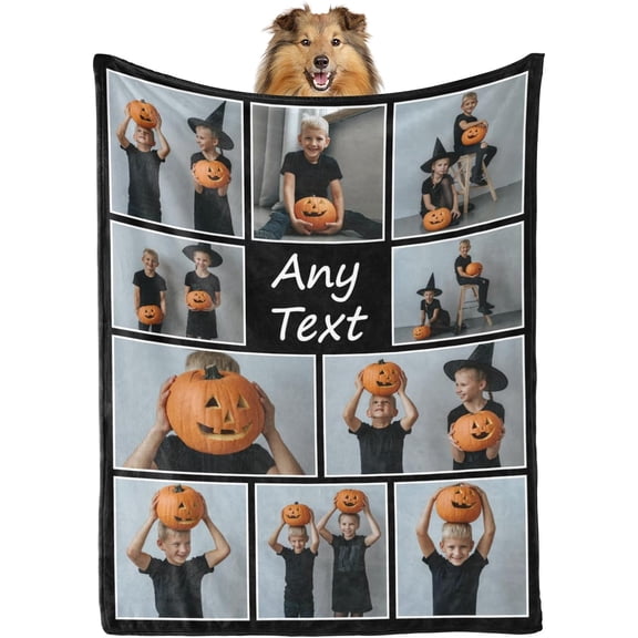 Personalized Picture Blankets with Family is Everything Custom Blanket with Picture for Mom Dad Grandpa Grandma Daughter Son Customized Throw Blankets for Thanksgiving Christmas