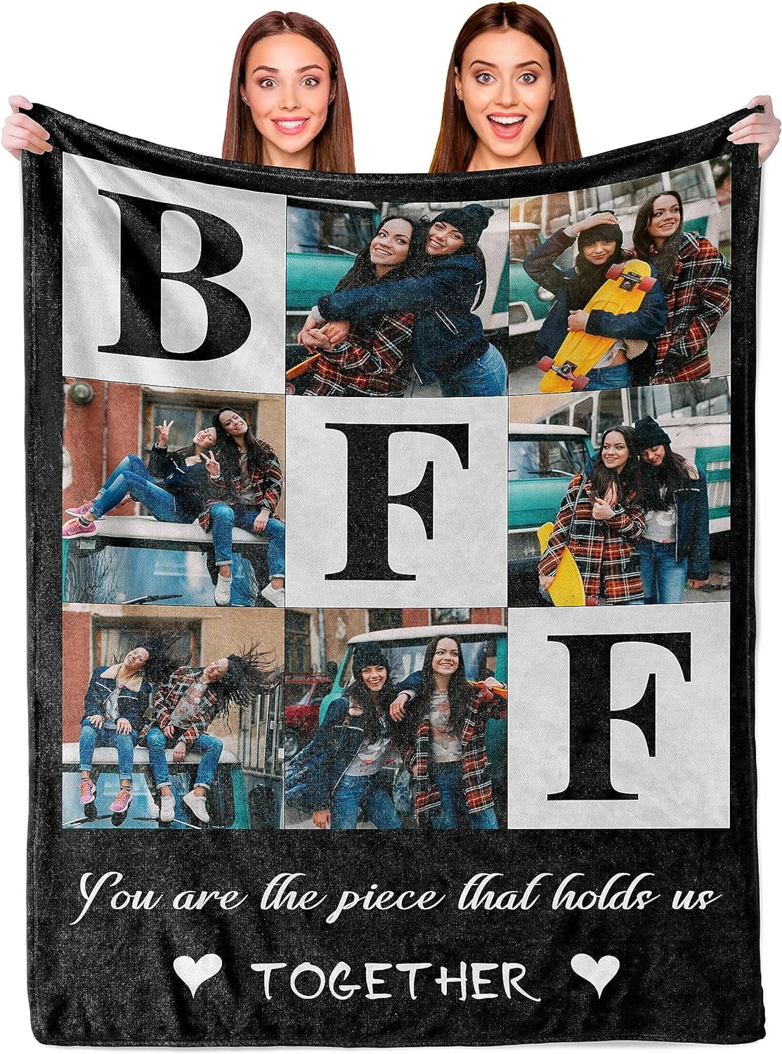 Personalized Picture Blankets For Best Friend, Birthday Gifts For Women