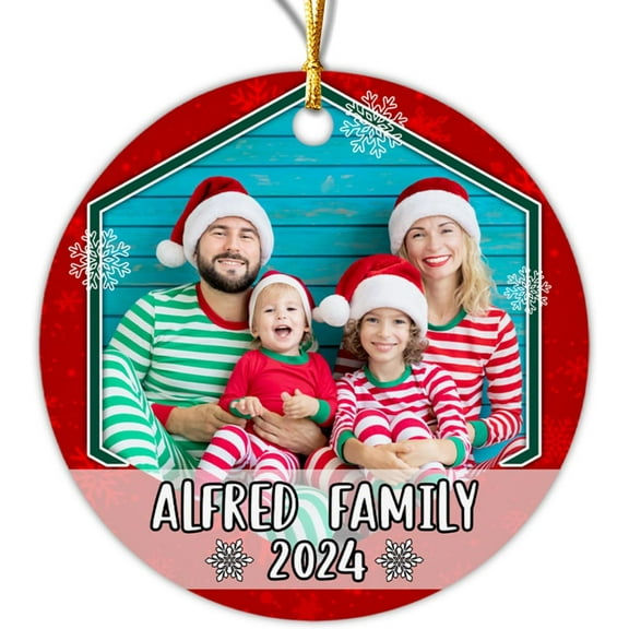 Personalized Picture Family Christmas Ornament, Snowflake Christmas Tree Hanging Ornament, Add Photo Family Xmas Ornament, Gift for Dad Mom & New Baby, Custom Family Members Holiday Keepsake V34TDA