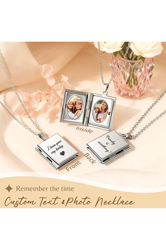Personalized Picture Oval Locket Necklace for Women Custom Photo Butterfly Shell Necklace Memorial Locket Jewelry for Mom Wife