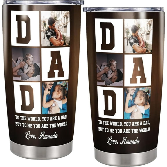 Personalized Picture Travel Tumbler Customize Photo Text Insulated Cups Coffee Mug with Lids Stainless Steel 20 oz Gifts for Dad Who Have Everything Fathers Day