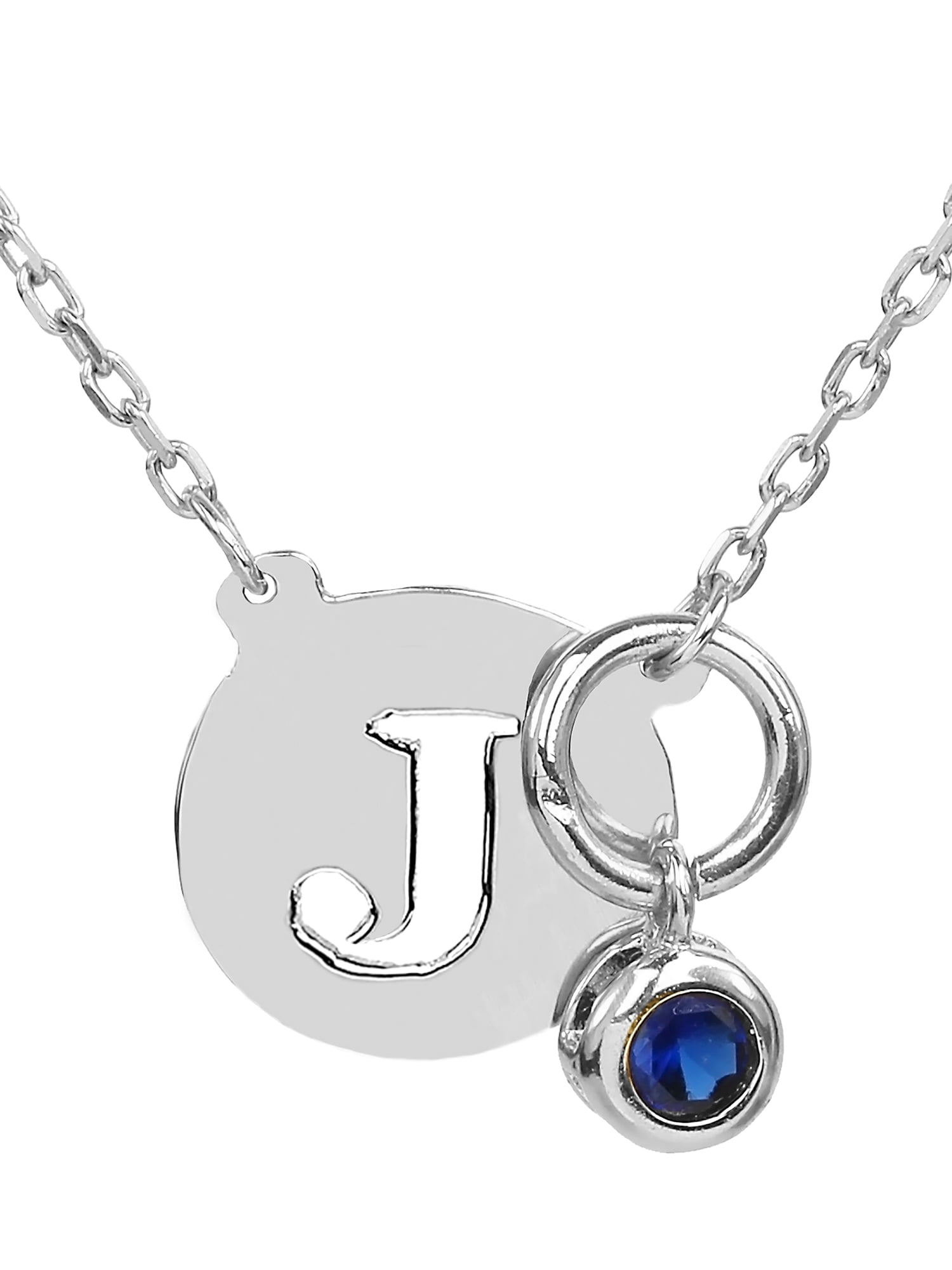 Personalized Pierced Single Capital Initial with Bezel Set Drop Birthstone