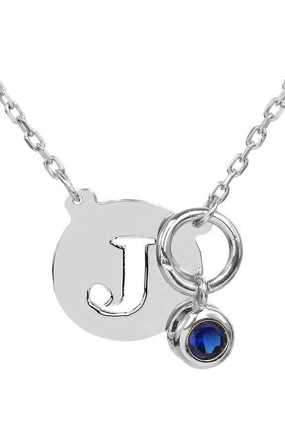 Personalized Pierced Single Capital Initial with Bezel Set Drop Birthstone