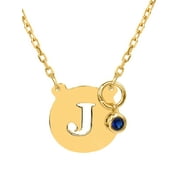 JAY AIMEE DESIGNS Personalized Pierced Single Capital Initial with Bezel Set Drop Birthstone