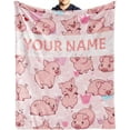 thumbnail image 1 of Personalized Pig Blanket Gifts with Text Name, 40"x50" Flannel Fleece Throw Blanket Soft for Girls Boys Adults, Lightweight, Comfortable, Warm Cute Pig Themed Blanket for Bed Couch, 1 of 1