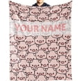 thumbnail image 1 of Personalized Pig Blanket Gifts with Text Name, 50"x60" Flannel Fleece Throw Blanket Soft for Girls Boys Adults, Lightweight, Comfortable, Warm Cute Pig Themed Blanket for Bed Couch, 1 of 6