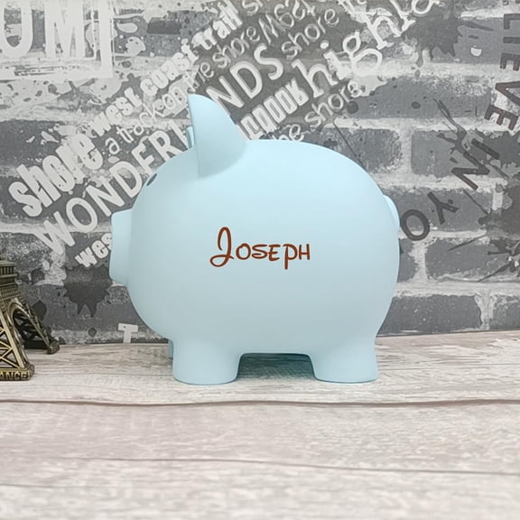 Personalized Piggy Bank with Name,Unbreakable Plastic Money Bank,Coin Bank for Girls and Boys,Medium Size Piggy Banks,Gifts for Birthday,Easter,Christmas (Blue,Large)