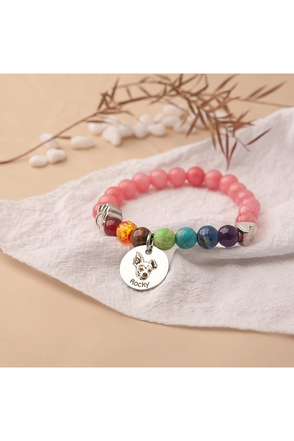 Personalized Pink 18mm Pet Portrait Bracelet - The Dog Memorial Gift - Rainbow Bridge Pet Memorial Bracelet - Personalized Pet Memorial Jewelry - Custom Dog Remembrance Gift Pet Sympathy Gift