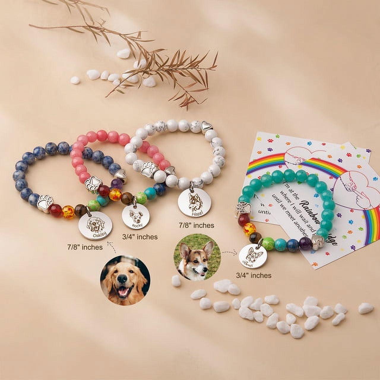 Personalized Pink 22mm Pet Portrait Bracelet - The Dog Memorial Gift - Rainbow Bridge Pet Memorial Bracelet - Personalized Pet Memorial Jewelry - Custom Dog Remembrance Gift Pet Sympathy Gift