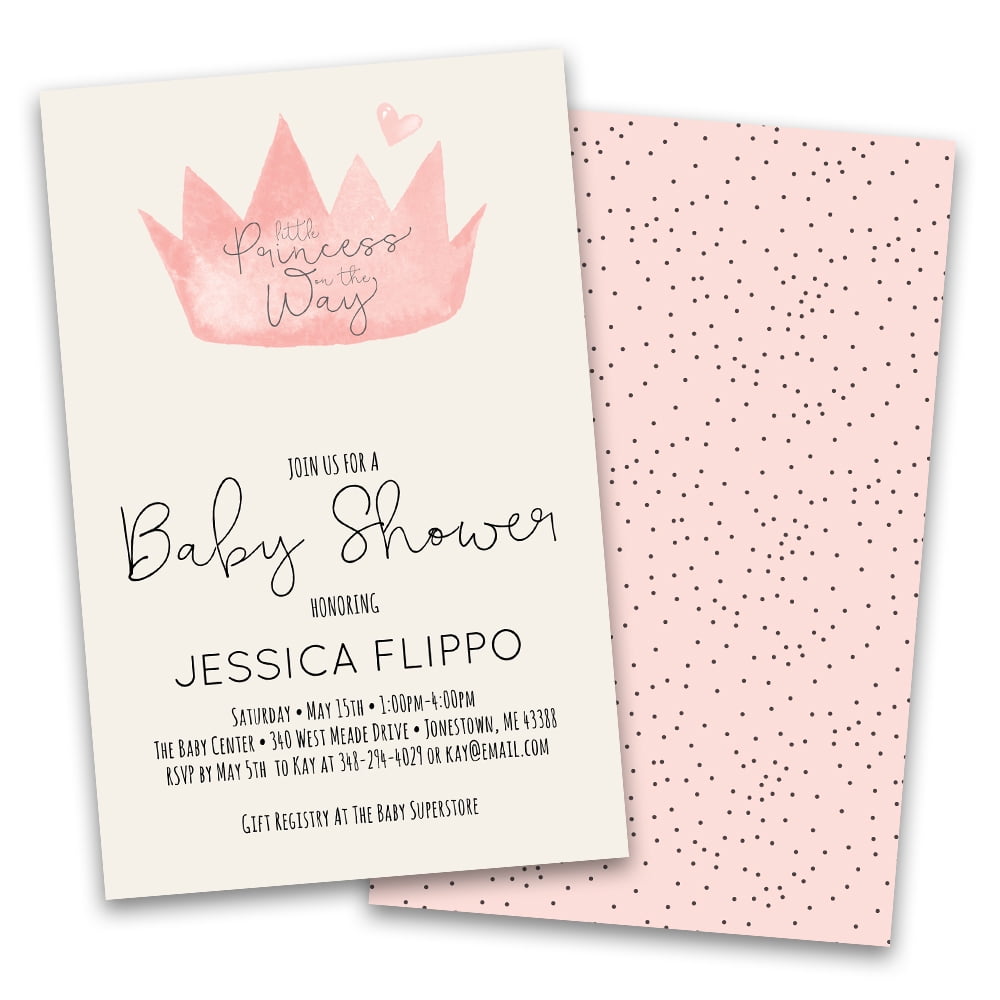 Personalized Pink Crown Baby Personalized Baby Shower Invitations