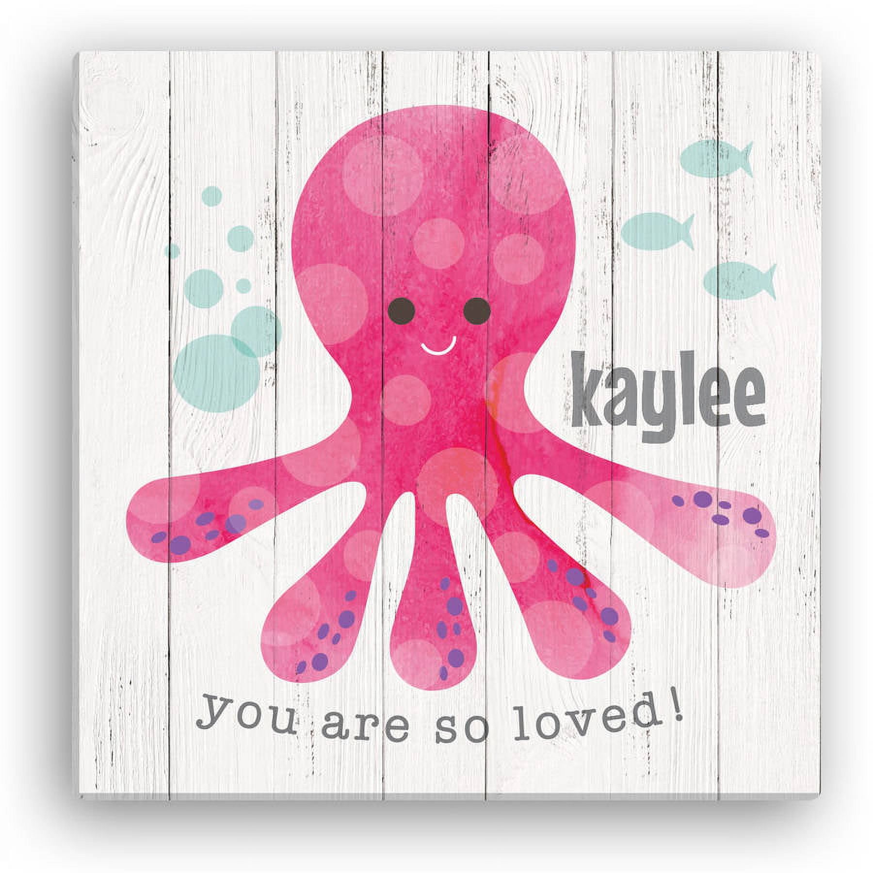 Personalized Pink Octopus 16x16 Canvas