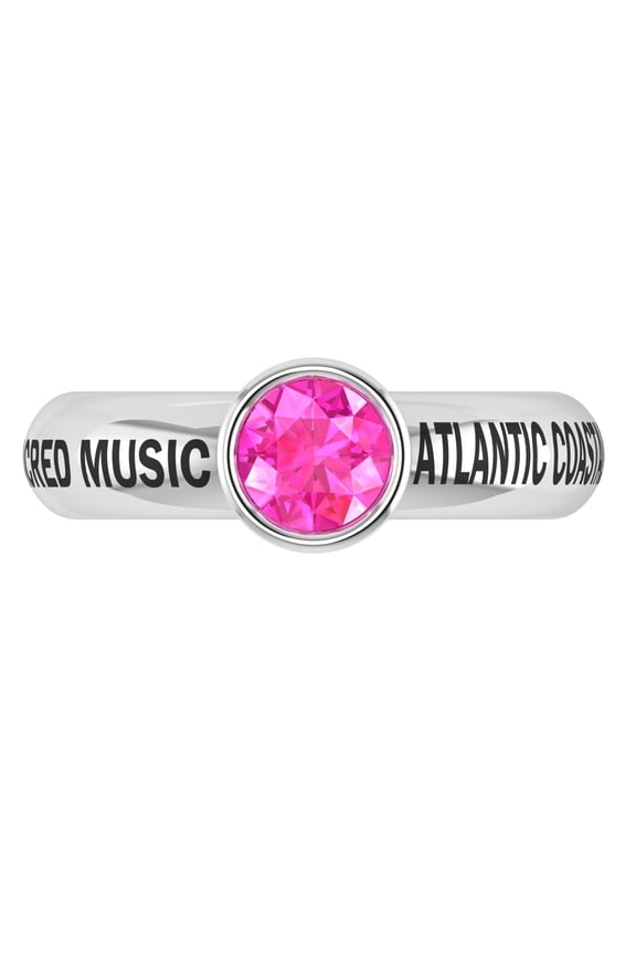 Personalized Pink Round Cut Customized Name And Inside Engraved Looking Stylish For Women High School Class Ring 925 Sterling Silver