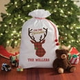 thumbnail image 1 of Personalized Plaid Deer Santa Sack, 2 Sizes To Choose From, 1 of 2
