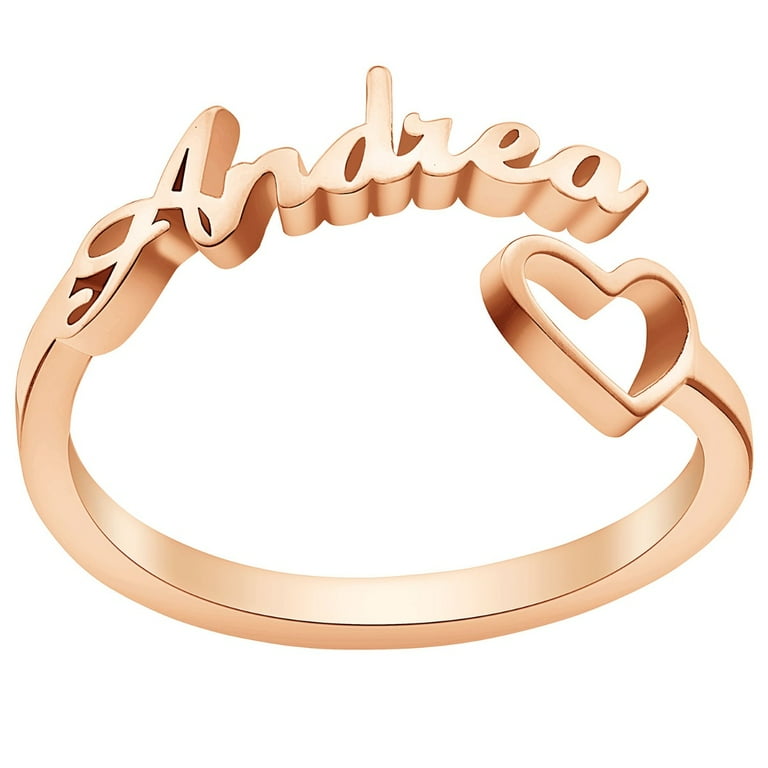 Women's personalized shop name rings