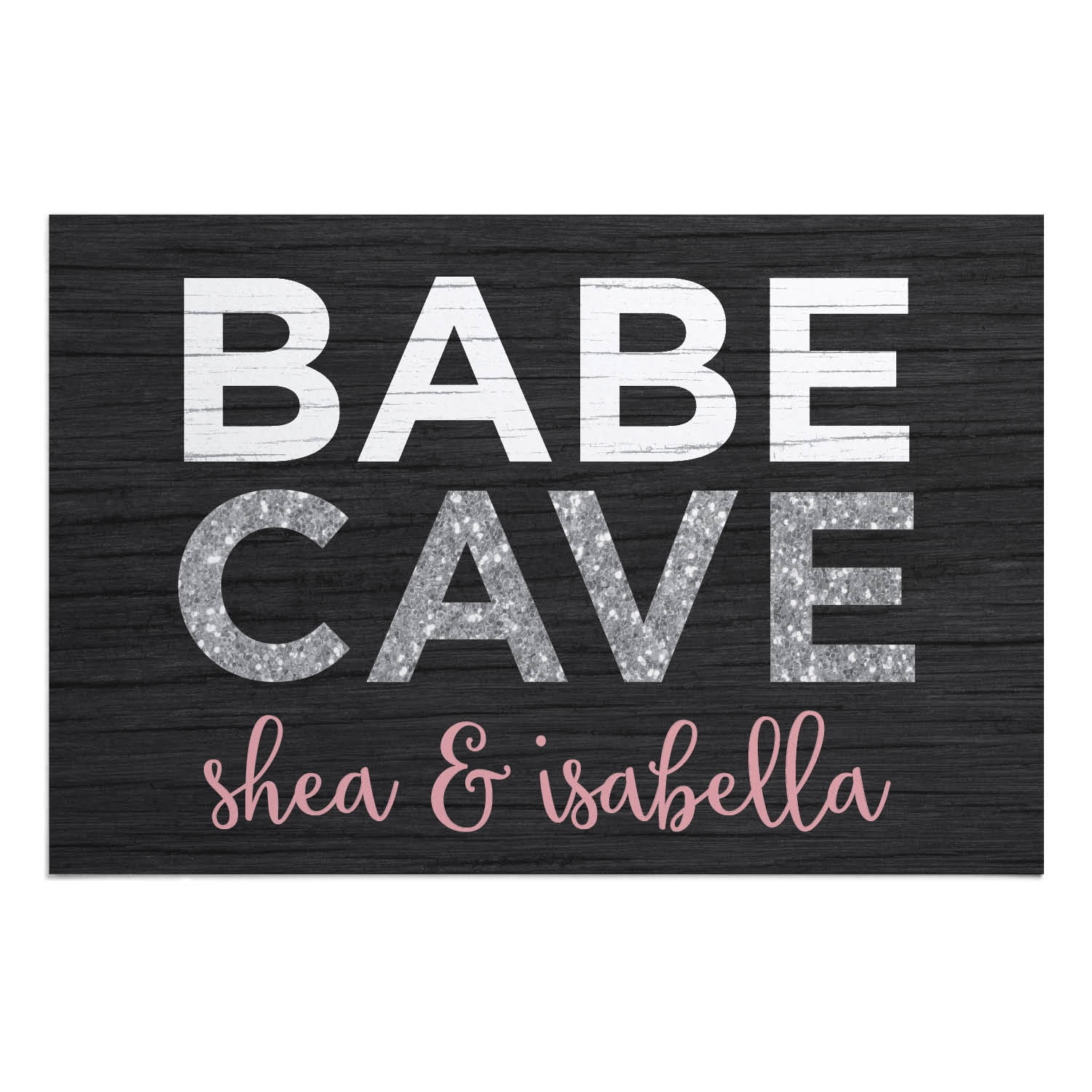 Personalized Planet 27x18 Babe Cave Doormat with Custom Personalization Printed on Black Rectangular 1/8” Thick Non Slip Mat for Kitchen Hallway Deck or Porch