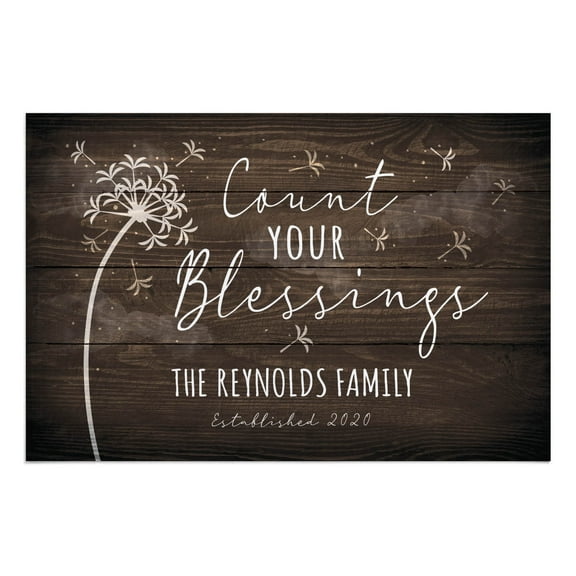 Personalized Planet 27x18 Count Your Blessings Inspirational Doormat with Custom Personalization Printed on Brown Rectangular 1/4” Thick Non Slip Mat for Kitchen Hallway Deck or Porch