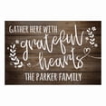 thumbnail image 1 of Personalized Planet 27x18 Gather Here With Grateful Hearts Doormat with Custom Family Name Printed on Brown Rectangular 1/4” Thick Non Slip Mat for Kitchen Hallway Deck or Porch, 1 of 6