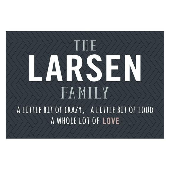 Personalized Planet 27x18 Little Bit of Crazy Loud and A Whole Lot of Love Doormat with Custom Family Name Printed on Gray Rectangular 1/4” Thick Non Slip Mat for Kitchen Hallway Deck or Porch