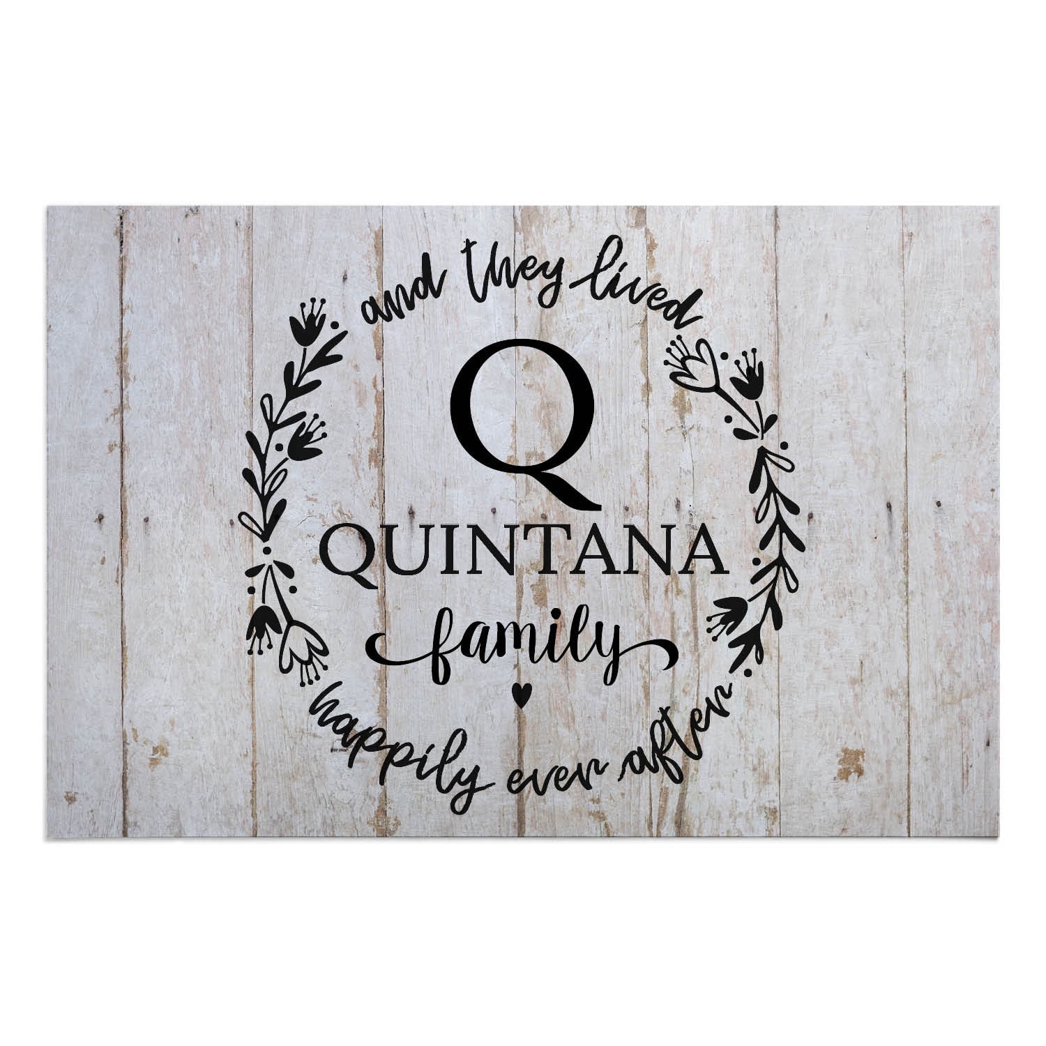 Personalized Planet 27x18 And They Lived Happily Ever After Light Doormat with Custom Initial and Family Name Printed on Gray Rectangular 1/8” Thick Non Slip Mat for Kitchen Hallway Deck or Porch