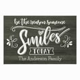 thumbnail image 1 of Personalized Planet 27x18 Be The Reason Someone Smiles Today Uplifting Doormat with Custom Family Name Printed on Gray Rectangular 1/8” Thick Non Slip Mat for Kitchen Hallway Deck or Porch, 1 of 6