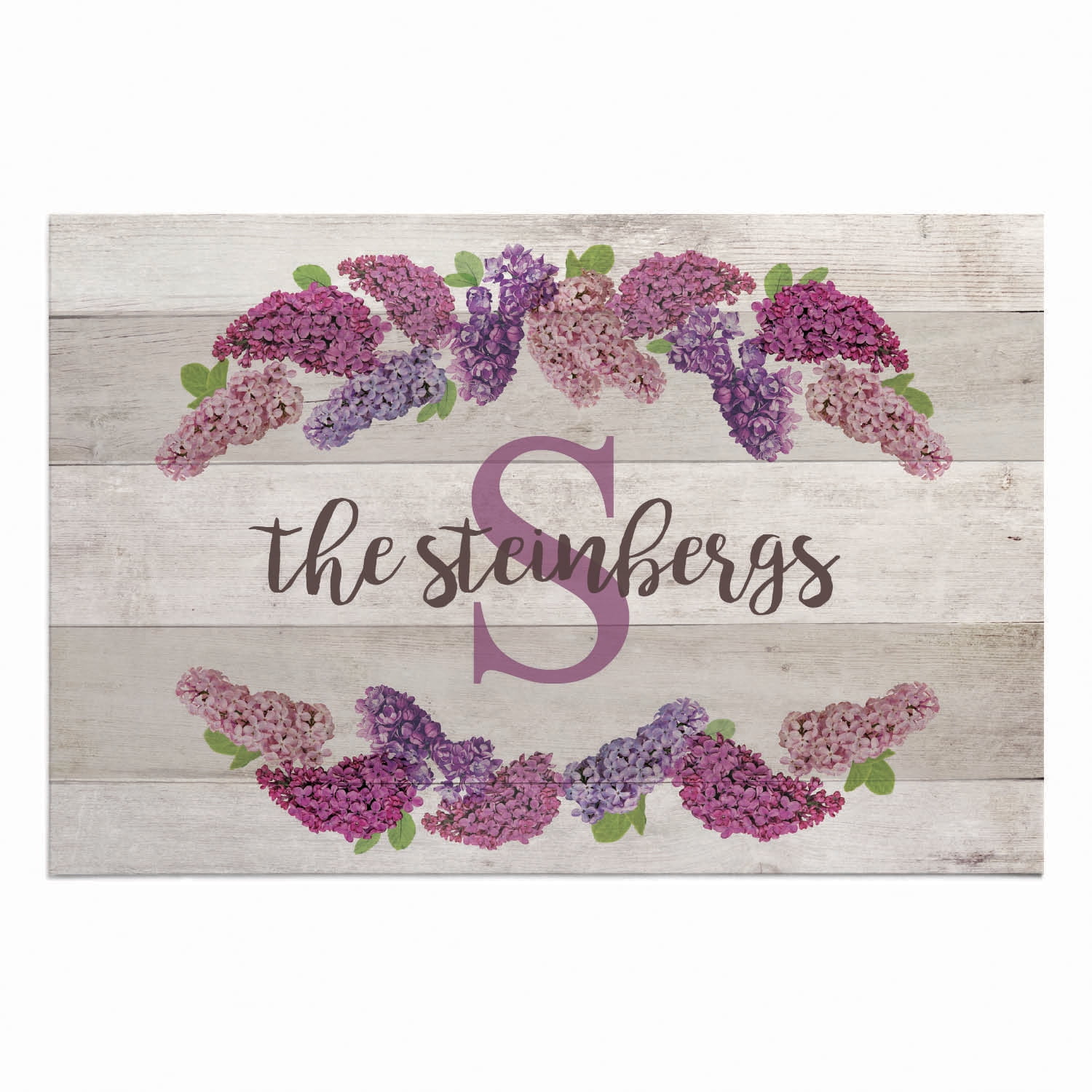 Personalized Planet 27x18 Spring Is In Bloom Doormat with Custom Family Name Printed on Cream Rectangular 1/8” Thick Non Slip Mat with Floral Design for Kitchen Hallway Deck or Porch