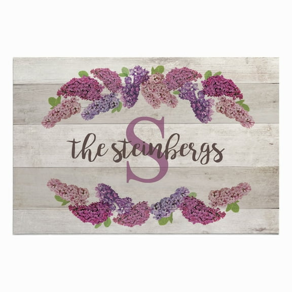 Personalized Planet 27x18 Spring Is In Bloom Doormat with Custom Family Name Printed on Cream Rectangular 1/8” Thick Non Slip Mat with Floral Design for Kitchen Hallway Deck or Porch