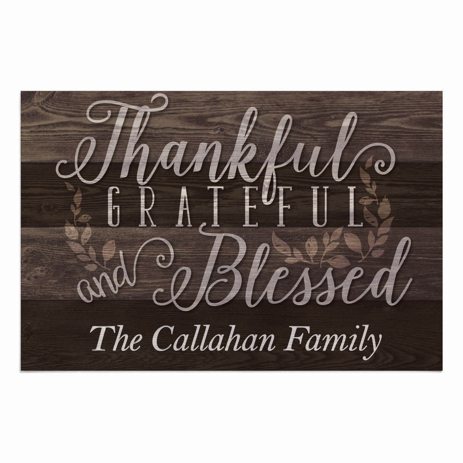 Personalized Planet 27x18 Thankful, Grateful and Blessed Personalized Doormat on Durable Indoor Outdoor 1/8" Thick Low Profile Mat with Non Slip Rubber Backing