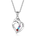 thumbnail image 1 of Personalized Planet Couples Sterling Silver Engraved Birthstone Double Heart Necklace ,Women's, 1 of 1