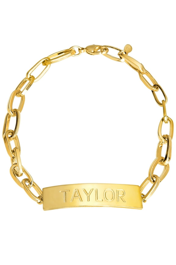 Engraved Plaque Paperclip Chain ID Bracelet - 9" ,Women's