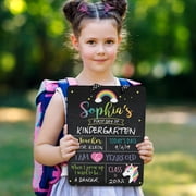 Personalized Planet First Day of School Unicorn Dry-Erase Sign, Black, Whiteboard