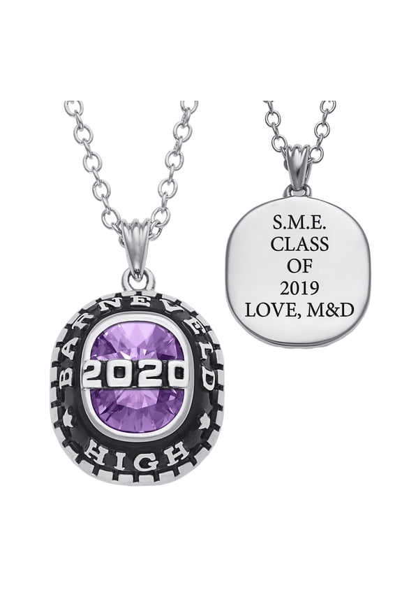 Girl's Sterling Silver Top Bridge Cushion-Cut Birthstone Graduation Pendant, 18+2" ,Women's