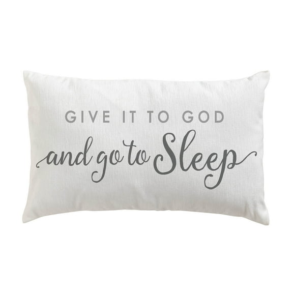 Personalized Planet Give It To God and Go To Sleep Lumbar Throw Pillow with White Rectangular Removable Cover | Spiritual Decoration for Chair Sofa Couch Living Room or Bedroom of Faith | 20x12