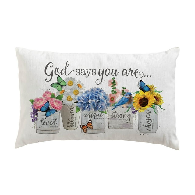 Personalized God Says You Are Lumbar Throw Pillow with White