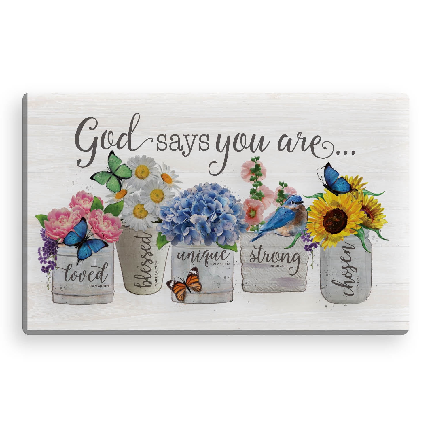 God Says You Are Floral Canvas Print - Spiritual Wall Art - Walmart.com