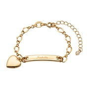 PERSONALIZED PLANET Gold-Tone Girls' Heart Charm Name Bracelet, 6"+2" Ext ,Women's