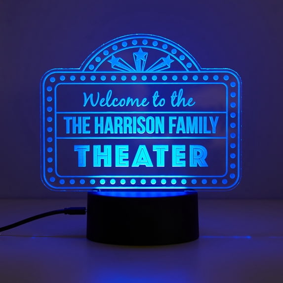 Personalized Planet Home Family Theather Multicolor LED Night Light with Custom Name Laser Engraved on Acrylic Design Insert
