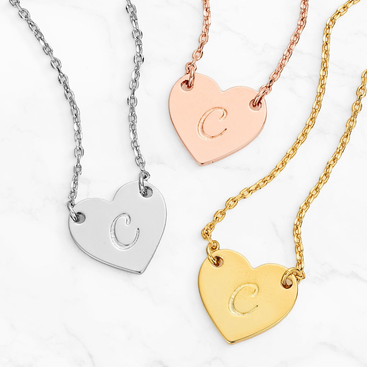 Personalized Planet Initial Mini Heart Necklace ,Women's