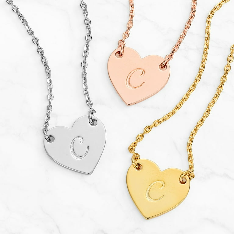 Personalized Planet Initial Mini Heart Necklace ,Women's