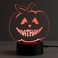 thumbnail image 1 of Personalized Planet Jack-O-Lantern Pumpkin Multicolor LED Halloween Night Light with Custom Name Laser Engraved on Acrylic Design Insert, 1 of 3