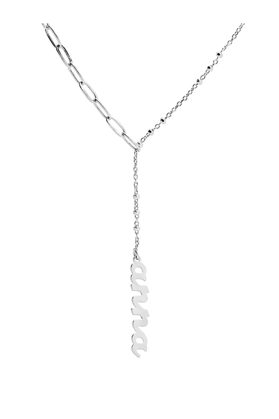 Lowercase Script Mixed Chain Adjustable Y-Necklace ,Women's