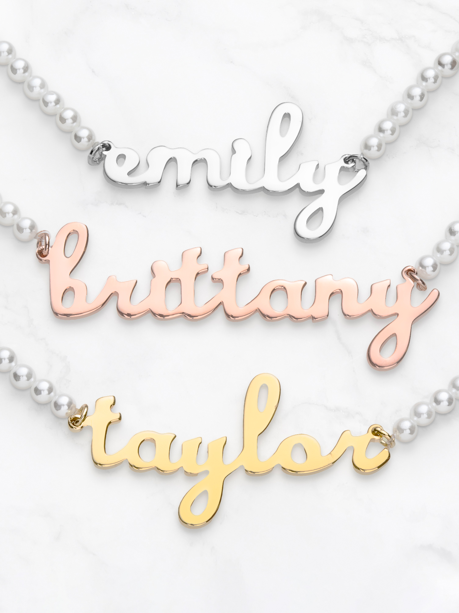 Personalized Planet Lowercase Script Name Shell Pearl Necklace ,Women's