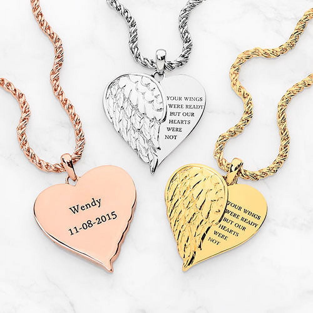 Personalized Planet Memorial Angel Single Wing Personalized Planet Necklace ,Women's