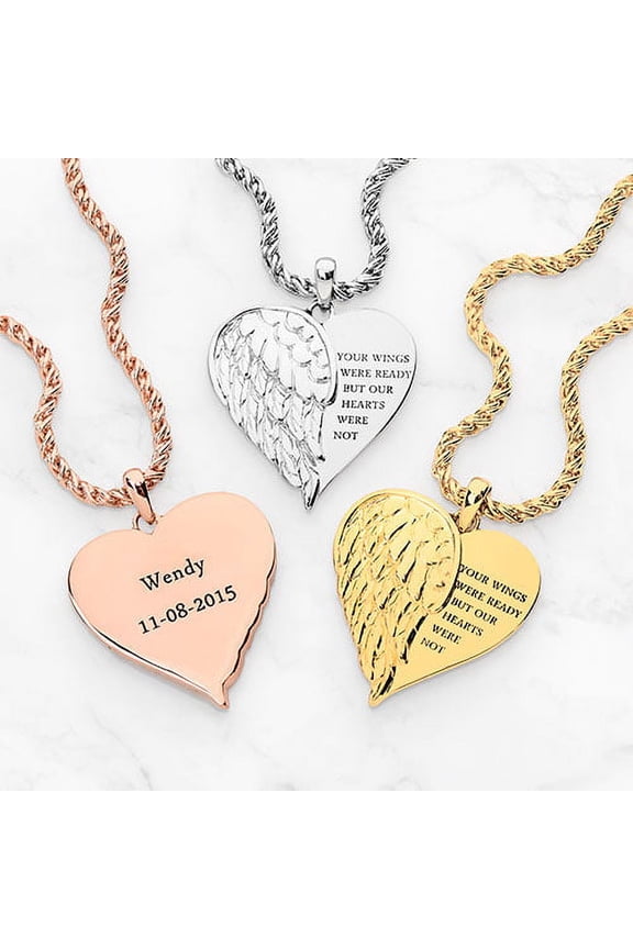 Memorial Angel Single Wing Personalized Planet Necklace ,Women's