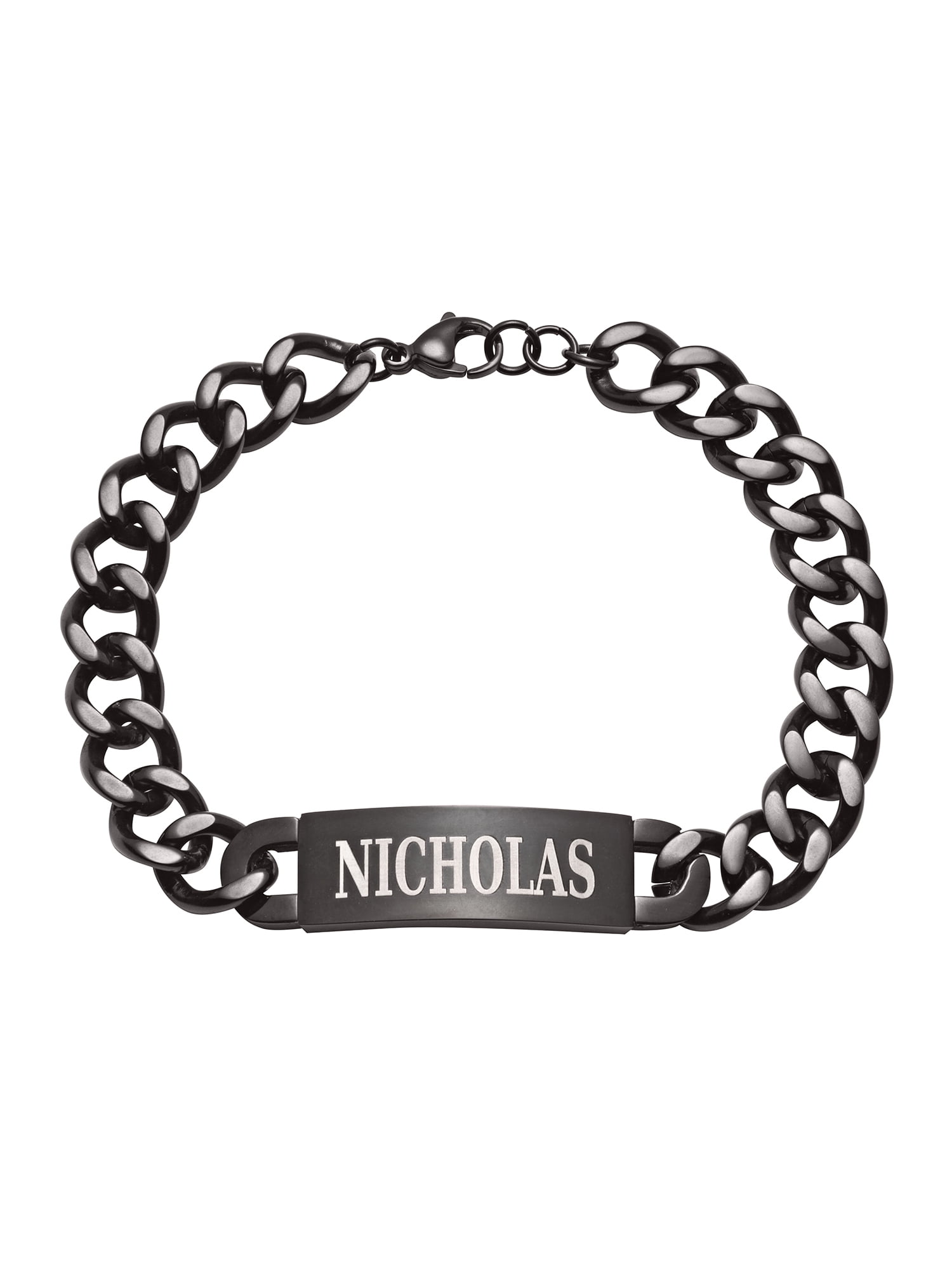 - Personalized Planet Men's Black Stainless Steel ID Bracelet ,Women's