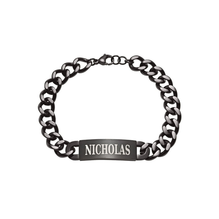 Personalized Planet Men's Black Stainless Steel ID Bracelet