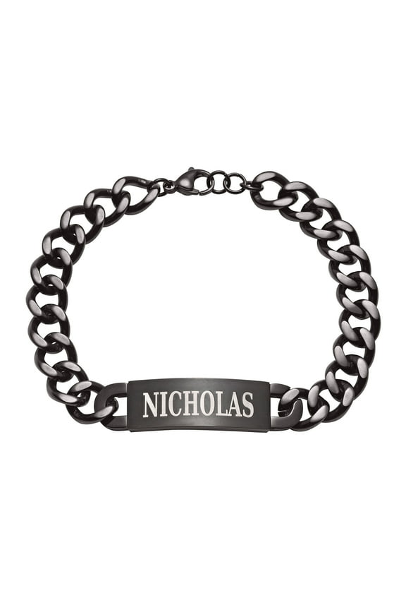 - Personalized Planet Men's Black Stainless Steel ID Bracelet ,Women's