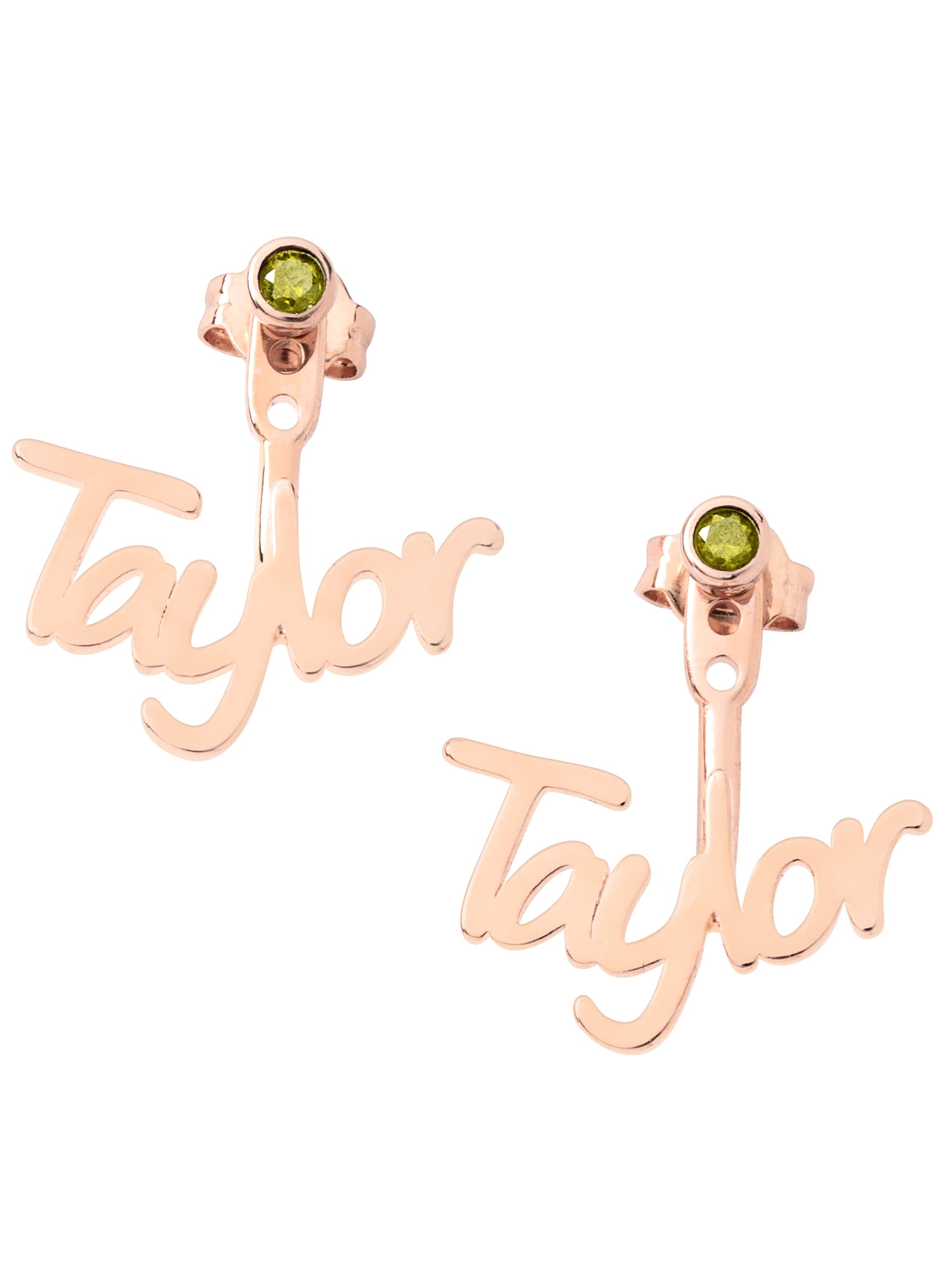 Personalized Planet Name and Birthstone Front/ Back Earrings ,Women's