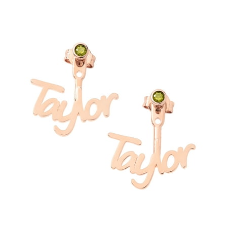 Personalized Planet Name and Birthstone Front/ Back Earrings ,Women's